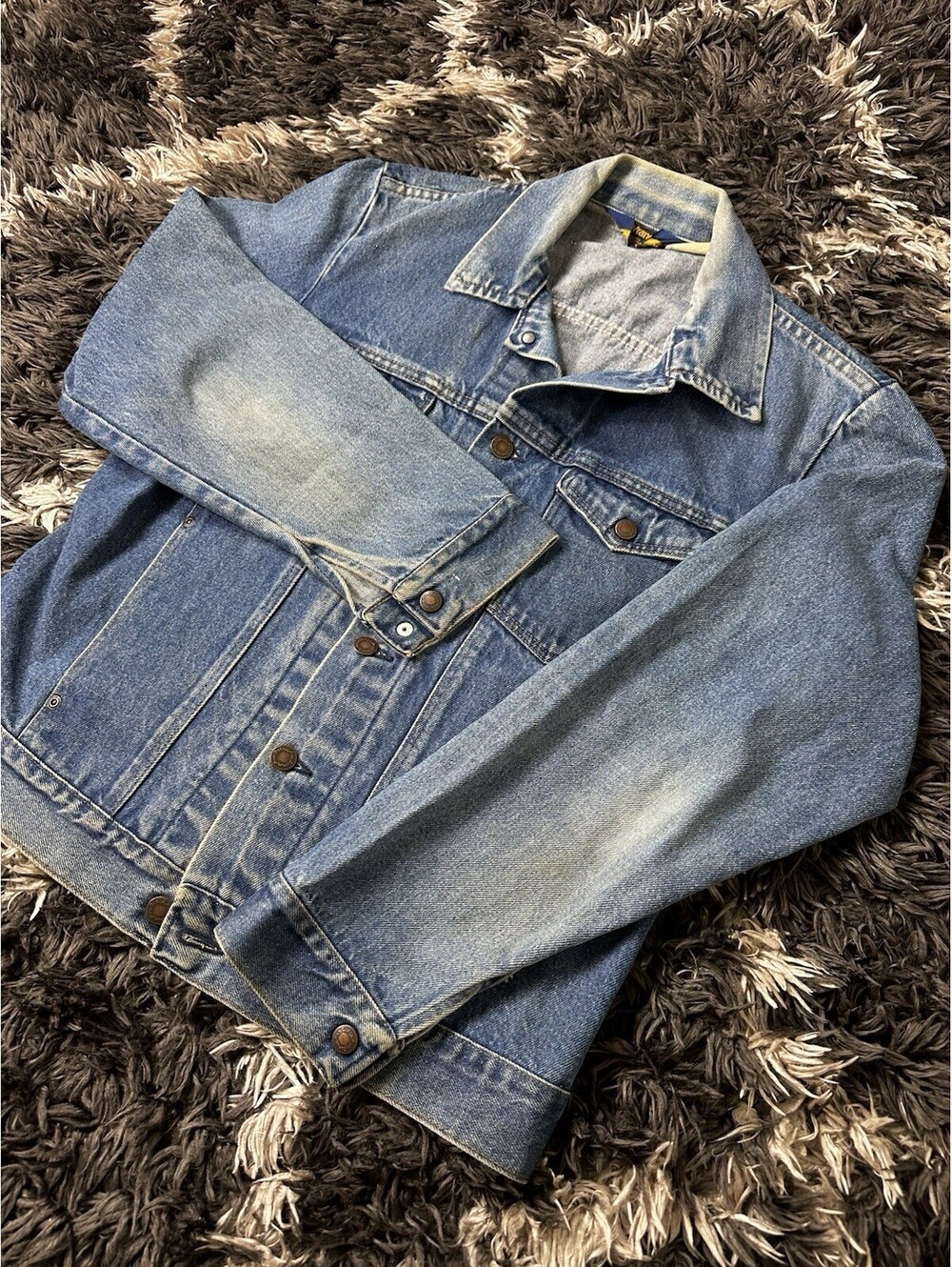 Vintage 80s Wrangler USA Denim Jacket Mens Size Medium 74571PW 13oz Trucker